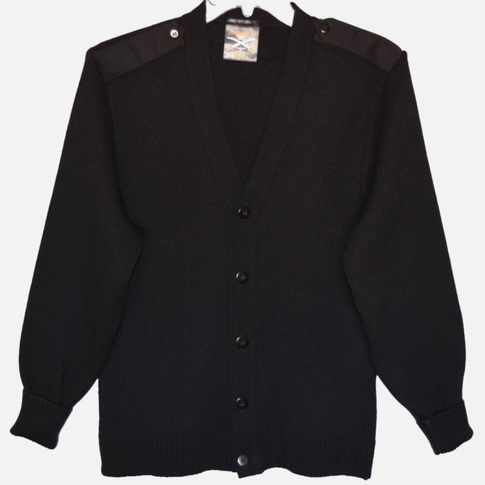 MILITARY EQUIPMENT Corporation Of America Black Wool Blend Cardigan Size 40L/M
